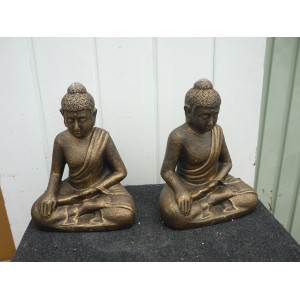 Buddha 33 cm terra cotta  2 stuks old gold