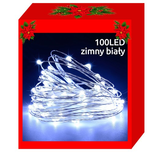 LED String Licht Koperdraad Koud  Wit Batterij gevoed 100 LED,3 strips