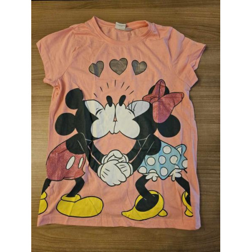 1 X T-shirt roze Disney Mickey en Minnie Mouse maat 152 11/12 jaar.