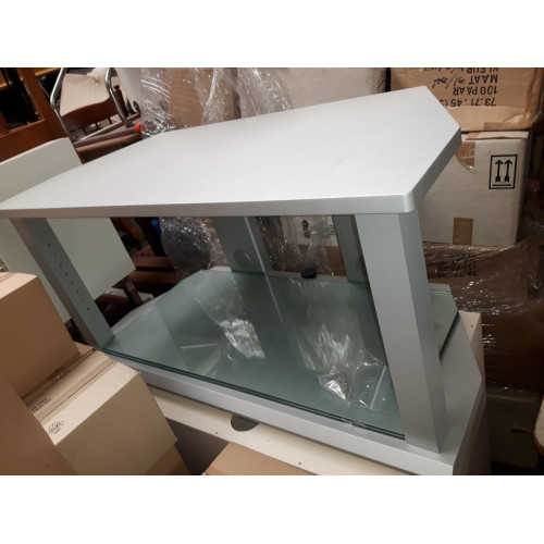 Verrijdbaar TV meubel/bijzettafel met 2 glazen platen