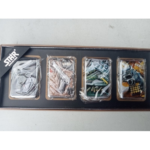 set 4 stuks benzine aanstekers pistool zippo model