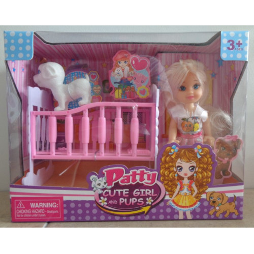 JONOTOYS CUTE GIRL Patty 11,50 cm Met Bed roze