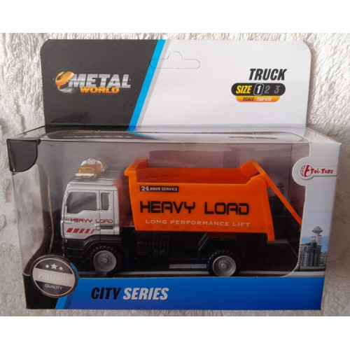 TOI-TOYS DIE CAST METAL World Truck: Vuilniskar Oranje