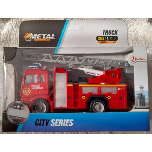 TOI-TOYS DIE CAST METAL World Truck: Brandweer Auto Met Ladder