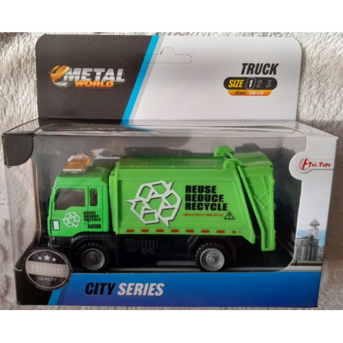 TOI-TOYS DIE CAST METAL World Truck: Vuilniskar groen