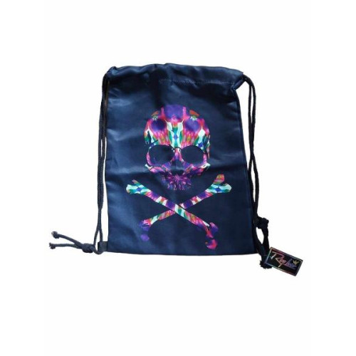 1 x Gymbag Gymtas rugzak zwarte schedel skull multicolor nieuw. 