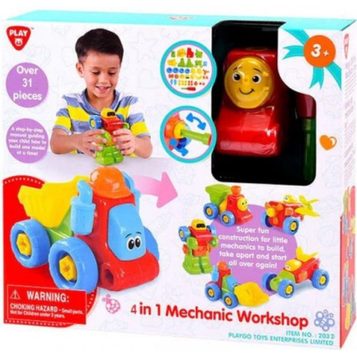 Playgo - 4 in 1 mechanische werk wagen 1X