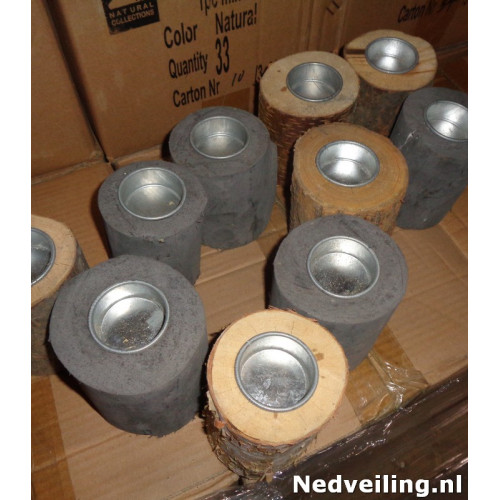 33x Houten waxinelichthouders 