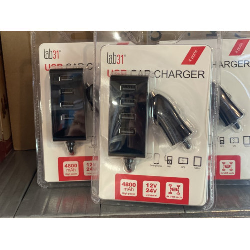 USB Car Charger- 4 poorts, LAB31, 36 stuks