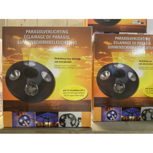 Parasolvelichting LED op batterij, 24 leds, 20 stuks