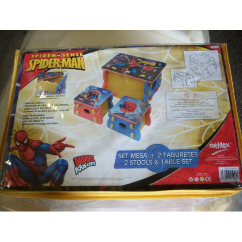 Kinder speelset tafel + 2 stoelen Spider-Man